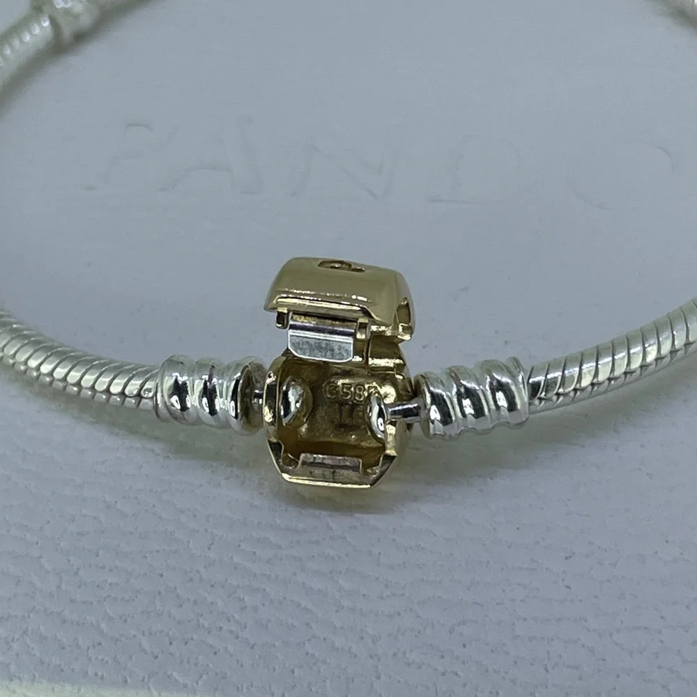 Pandora Sterling Silver w/ 14K Gold Clasp 590702HG - Picture 9 of 16